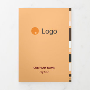 Fine Monochromatic Coorporate Flat Lateral Stripes Tri-Fold Card