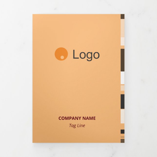 Fine Monochromatic Coorporate Flat Lateral Stripes Tri-Fold Card (Cover)