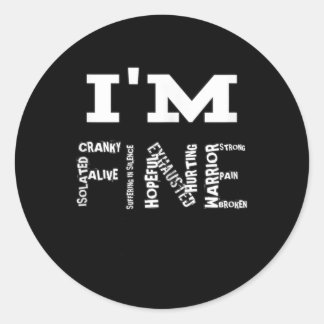 Fine Neuropathy Pain Fibromyalgia Awareness  Classic Round Sticker