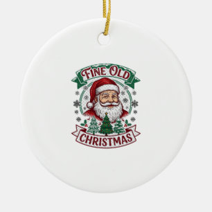 Fine Old Christmas Santa Claus Trees Snowflakes Ceramic Ornament