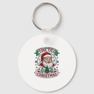 Fine Old Christmas Santa Claus Trees Snowflakes Keychain
