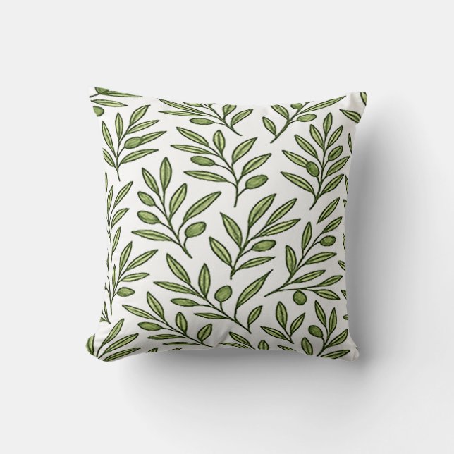 fine Olive Branch  Throw Pillow (Front)