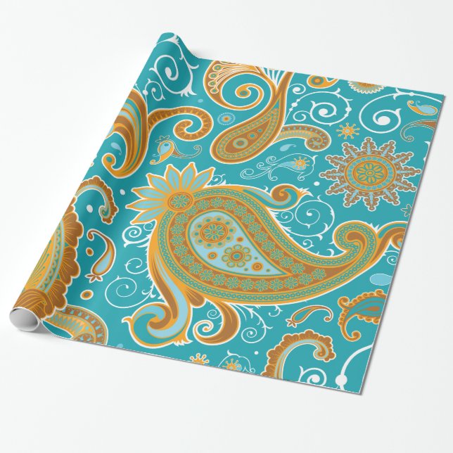 Fine Paisley Cool Cute Girly Retro Fashion Wrapping Paper (Unrolled)