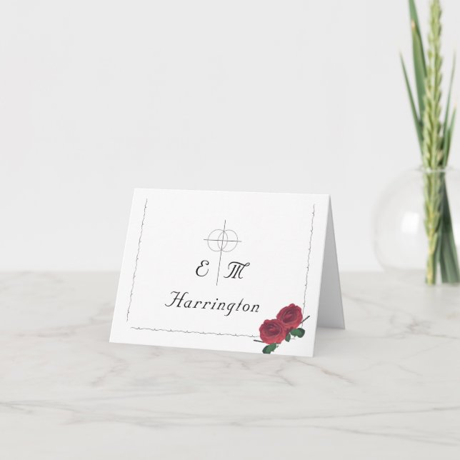 Fine Roses Catholic Wedding Thank You Card (Front)