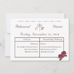 Fine Roses Rehearsal Dinner Invitation