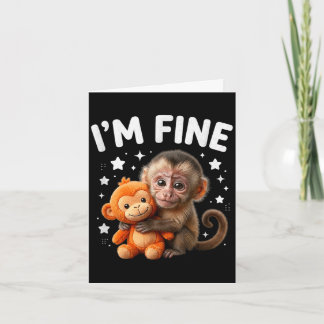 Fine starry sky cute baby monkey hug sarcastic art card
