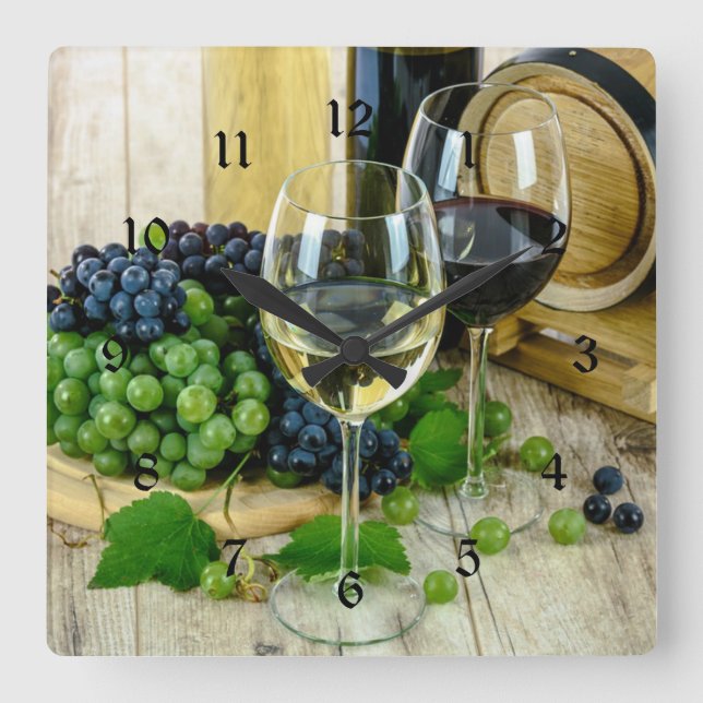 Fine Wine, Aged to Perfection Square Wall Clock (Front)