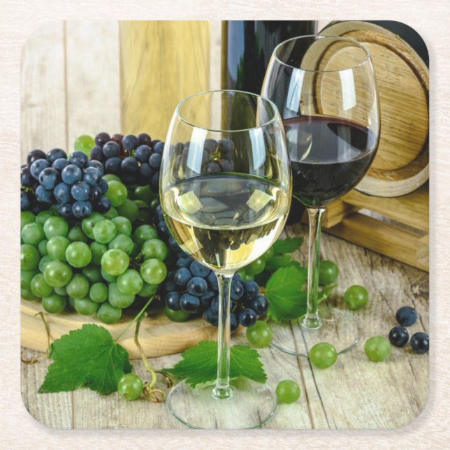 Fine Wine, Aged to Perfectionm Square Paper Coaster (Front)