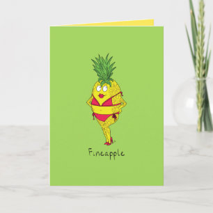 Fineapple - Funny Pineapple Bikini Greeting Card