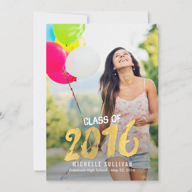 Finely Painted Graduation Announcement Invite Gold (Front)