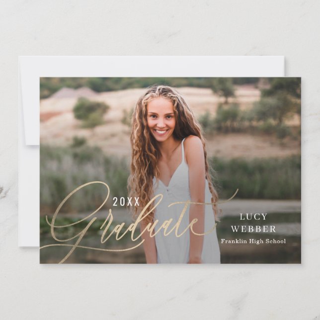 Finement Penned Graduation Faire-part Invitation (Devant)