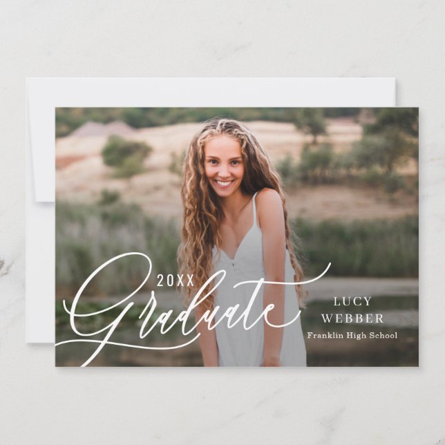 Finement Penned Graduation Faire-part invitation (Devant)