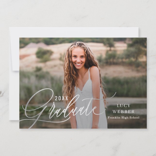 Finement Penned Graduation Faire-part invitation (Devant)