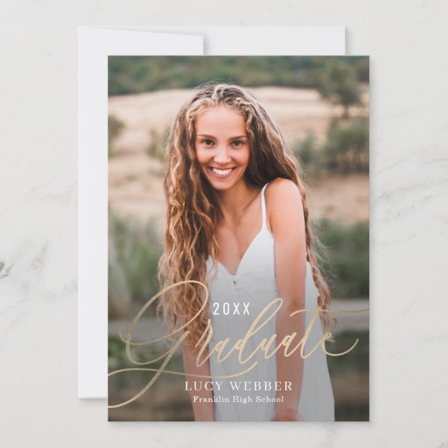 Finement Penned Graduation Faire-part invitation (Devant)