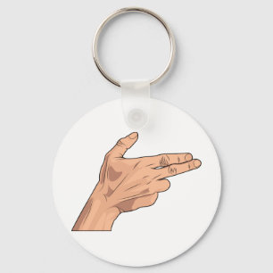 Finger Gun Pistol Shooting Hand Sign Gesture Keychain