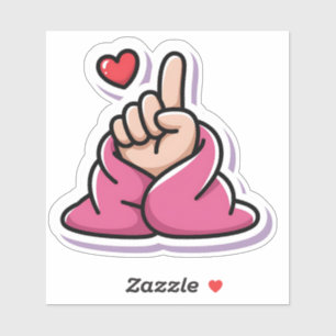 Finger Heart in Cozy Pink Blanket