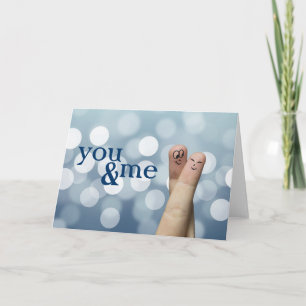 Finger Hug with Blue Lights Holiday Card