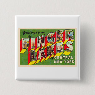 Finger Lakes New York NY Large Letter Postcard 2 Inch Square Button