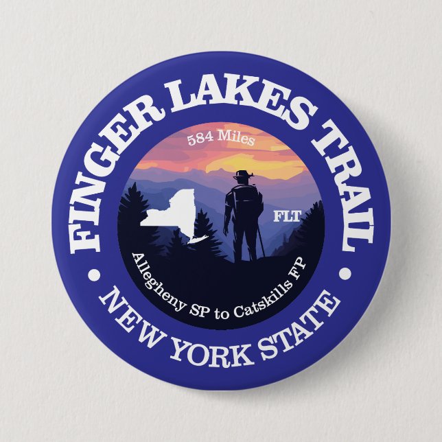 Finger Lakes Trail (rd2) 3 Inch Round Button (Front)
