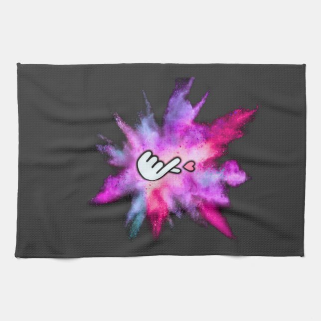 Finger Love Sign Kitchen Towel (Horizontal)