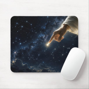 Finger of God Placing a Star in the Night Sky Mouse Pad