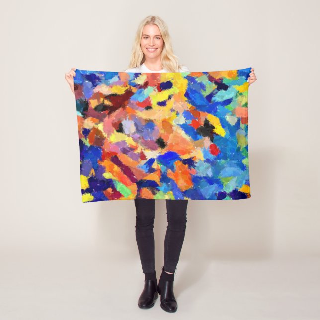 finger paint smudges original art painting  fleece blanket (In Situ)