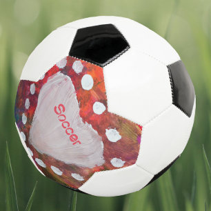 Finger Painted White Heart Multicolored Soccer Ball