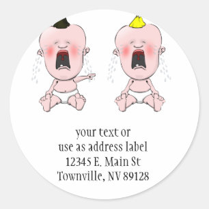 Finger Pointing Cry Baby Classic Round Sticker