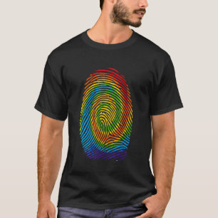 Finger Print Dna Lgbtq Rainbow Flag Gay Pride Ally T-Shirt