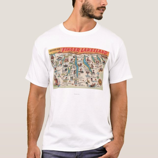 Fingerlakes, New York - Detailed Map T-Shirt (Front)