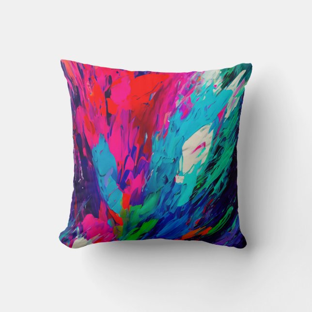 Fingerpainting Red Throw Pillow (Front)
