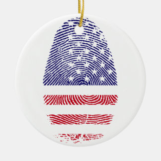 Fingerprint American USA National Flag Independenc Ceramic Ornament