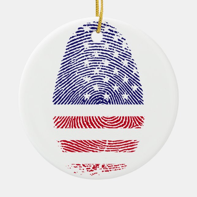 Fingerprint American USA National Flag Independenc Ceramic Ornament (Front)