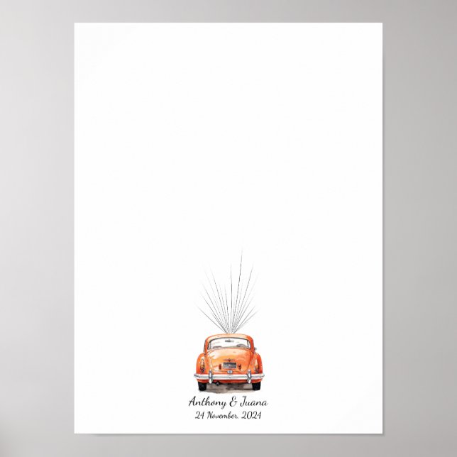 Fingerprint Art Mariage Livre d'or avec voiture (Devant)
