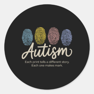 Fingerprint Autism5  Classic Round Sticker