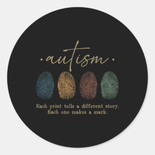 Fingerprint Autism Each Print Tells A Different St Classic Round Sticker