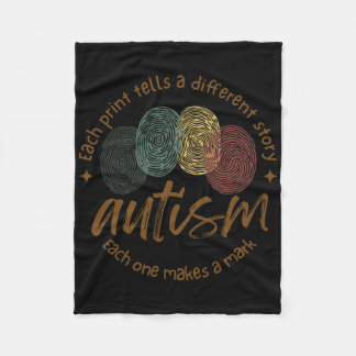 Fingerprint Autism Each Print Tells A Different St Fleece Blanket