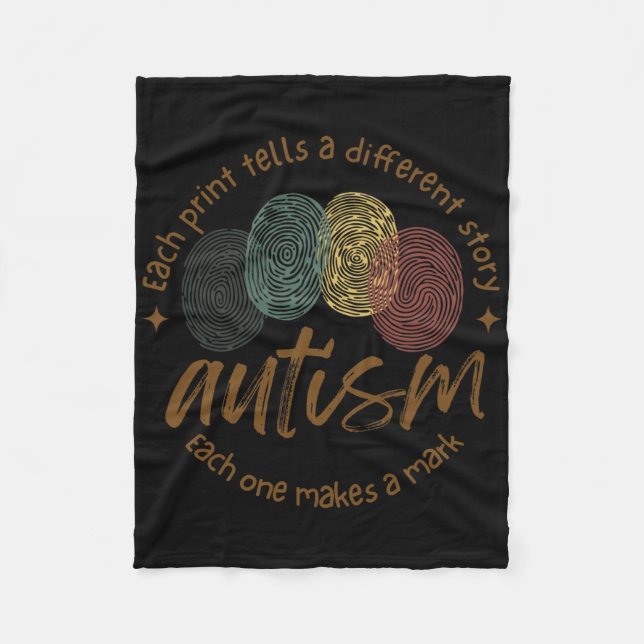 Fingerprint Autism Each Print Tells A Different St Fleece Blanket (Front)