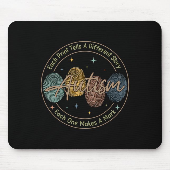 Fingerprint Autism Each Print Tells A Different St Mouse Pad (Front)