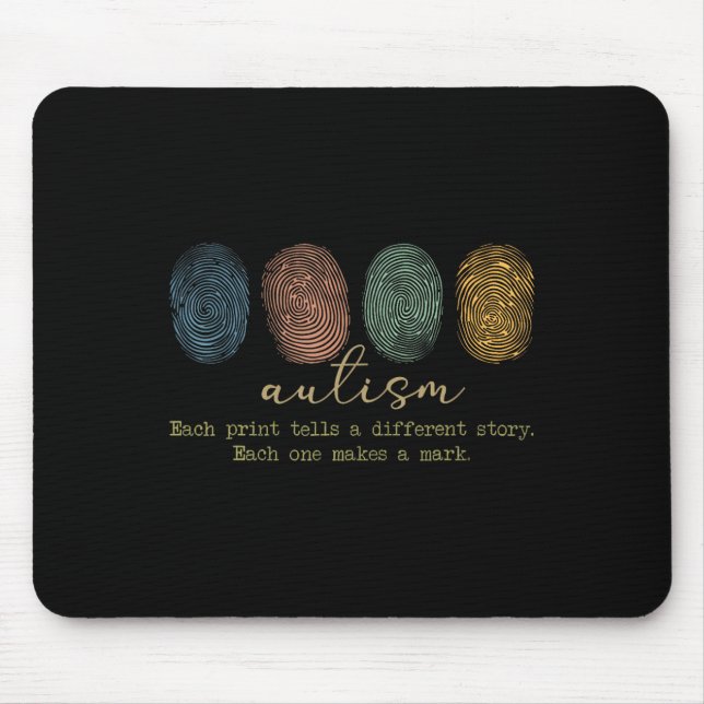 Fingerprint Autism Each Print Tells A Different St Mouse Pad (Front)