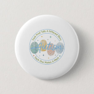 Fingerprint Autism Shirt Each Print Tells A Differ 2 Inch Round Button