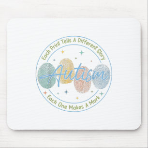 Fingerprint Autism Shirt Each Print Tells A Differ Mouse Pad