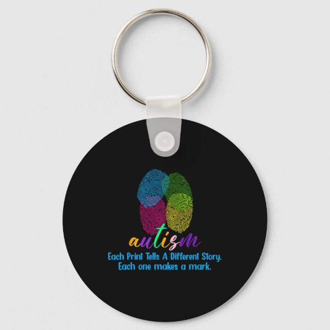 Fingerprint Autism Shirt  Keychain (Front)