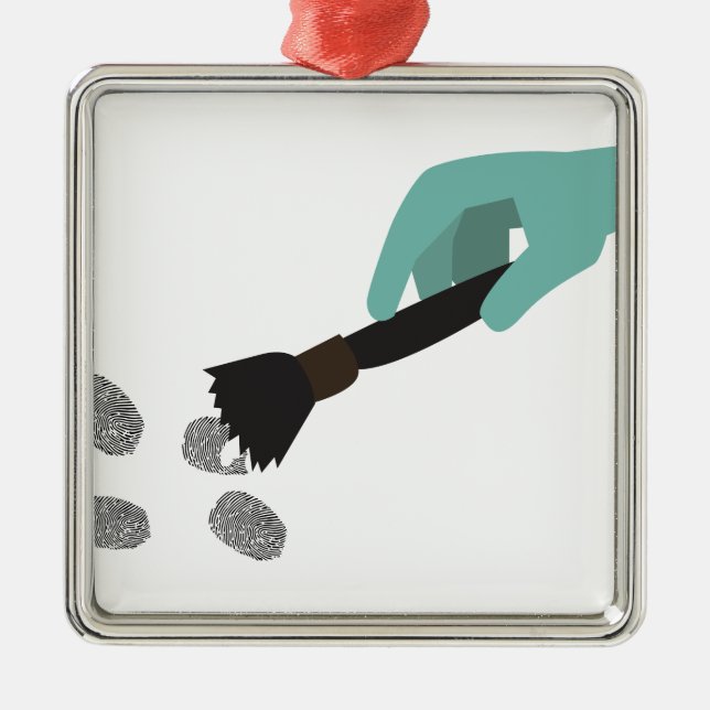 Fingerprint Brush Metal Ornament (Front)