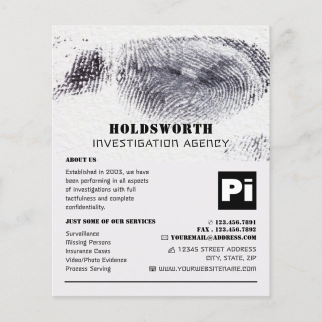 Fingerprint Design, Private Detective Investigator Flyer (Front)