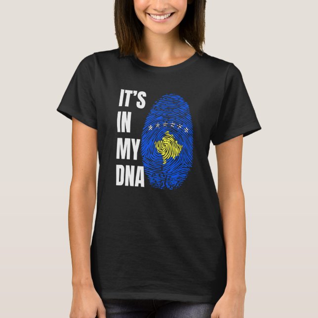 Fingerprint DNA Biometry Cosovarian Flag Kosovo   T-Shirt (Front)