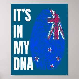 Fingerprint Dna Biometry Flag New Zealand Poster