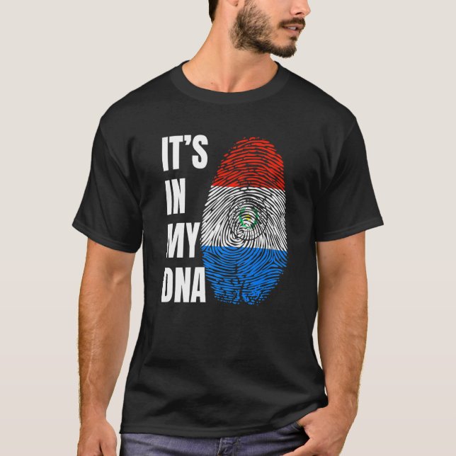 Fingerprint DNA Biometry Flag Paraguay   T-Shirt (Front)