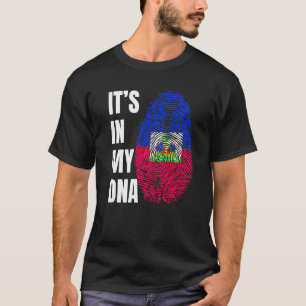 Fingerprint DNA Biometry Haitian Flag Haiti T-Shirt