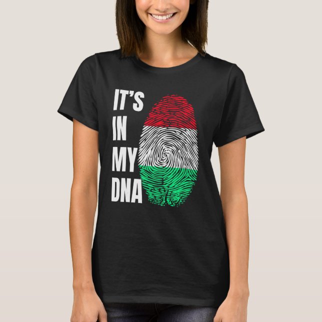 Fingerprint DNA Biometry Hungarian Flag T-Shirt (Front)